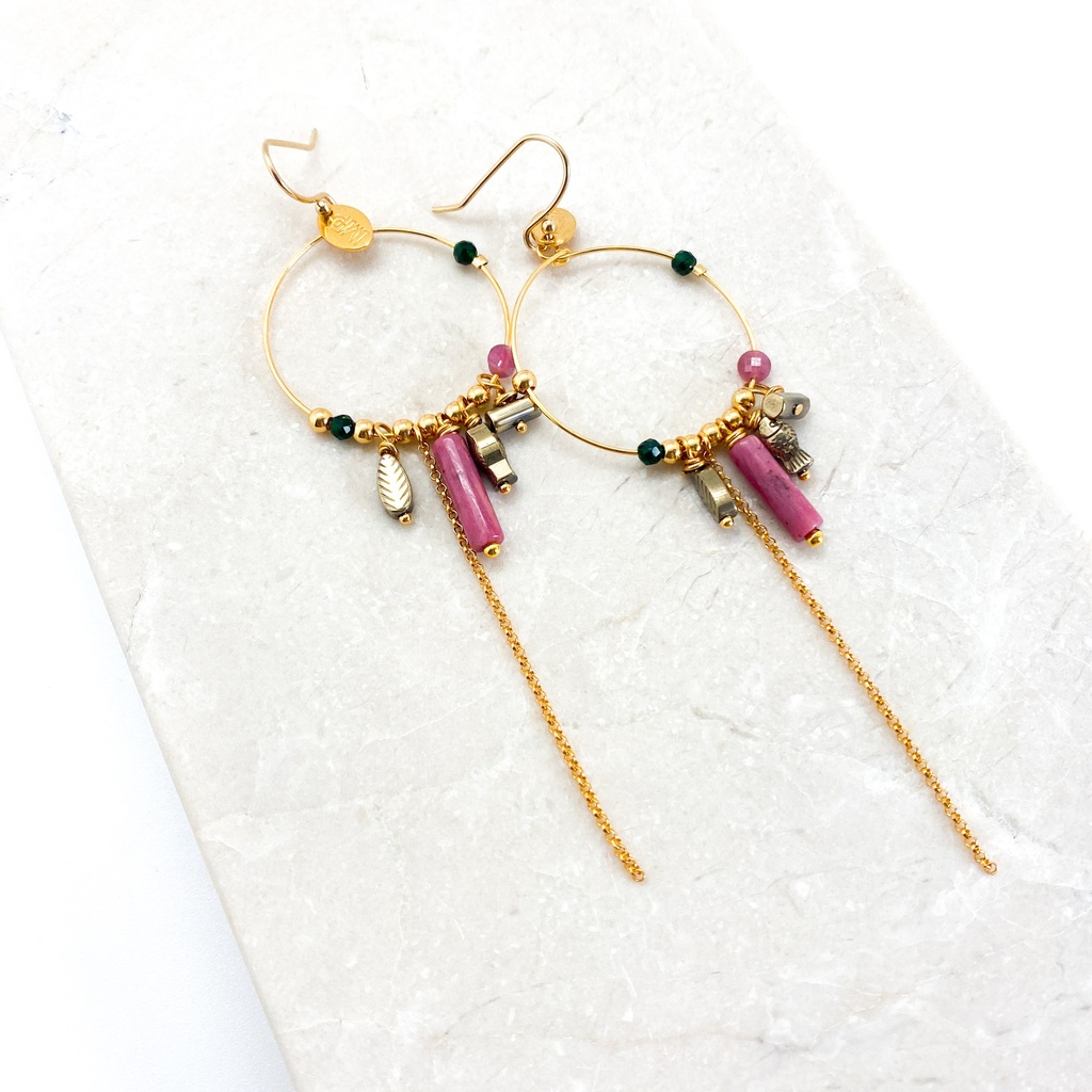[201.AICHA-GP] AICHA - BOUCLES D'OREILLES | Gold Pink