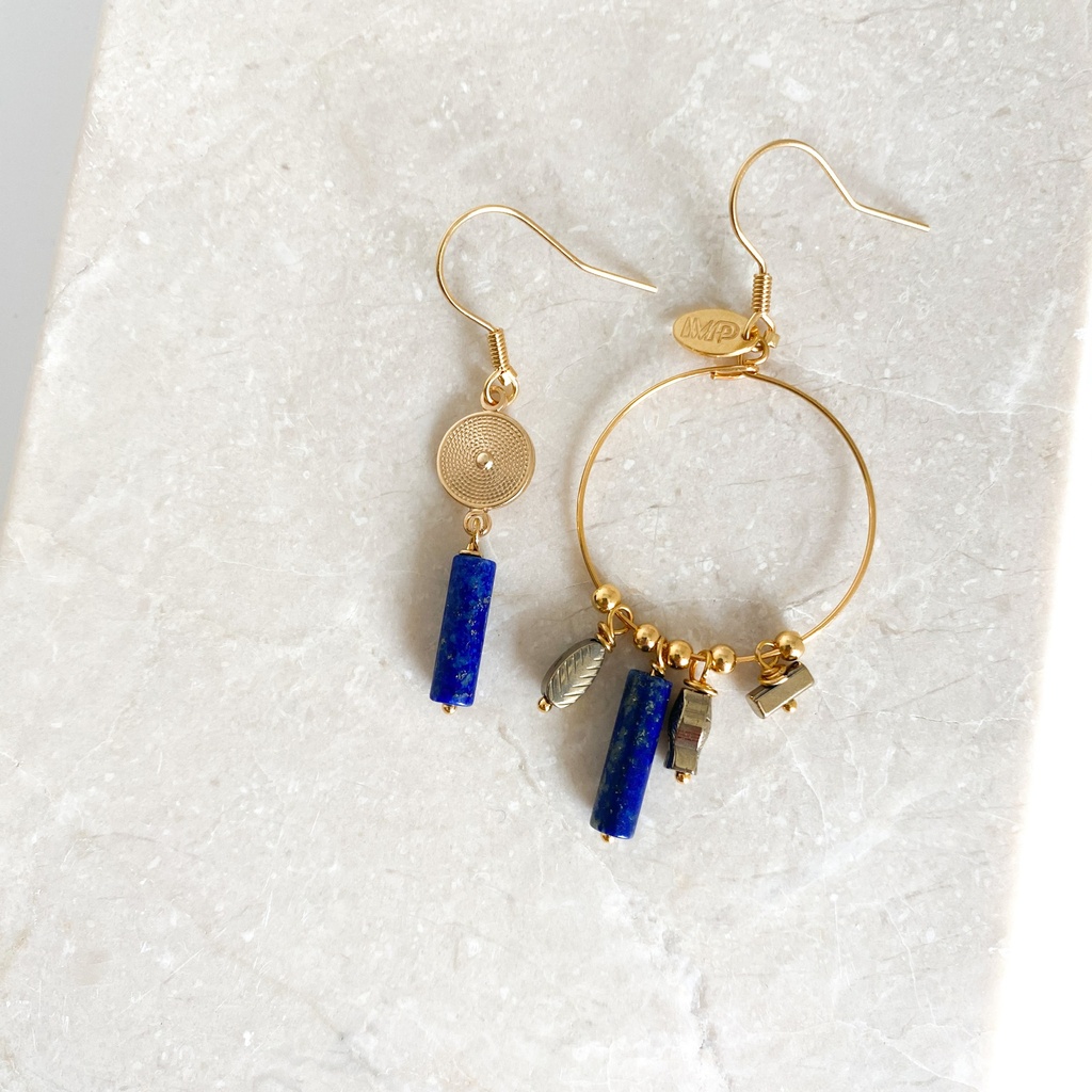 [201.CHARM-GBL] CHARM - BOUCLES D'OREILLES | Gold Blue
