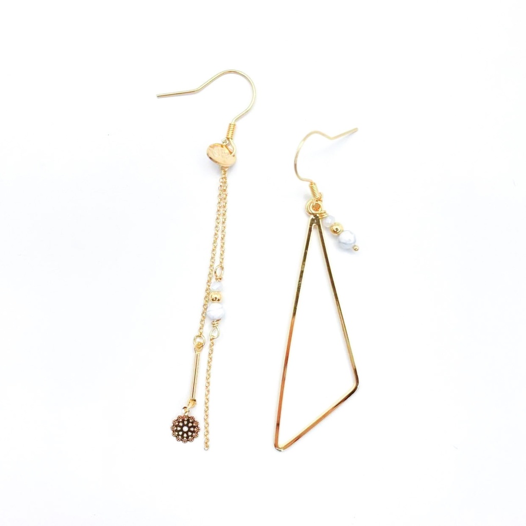 [201.ISA-GH] ISA - BOUCLES D'OREILLES | Gold Howlite
