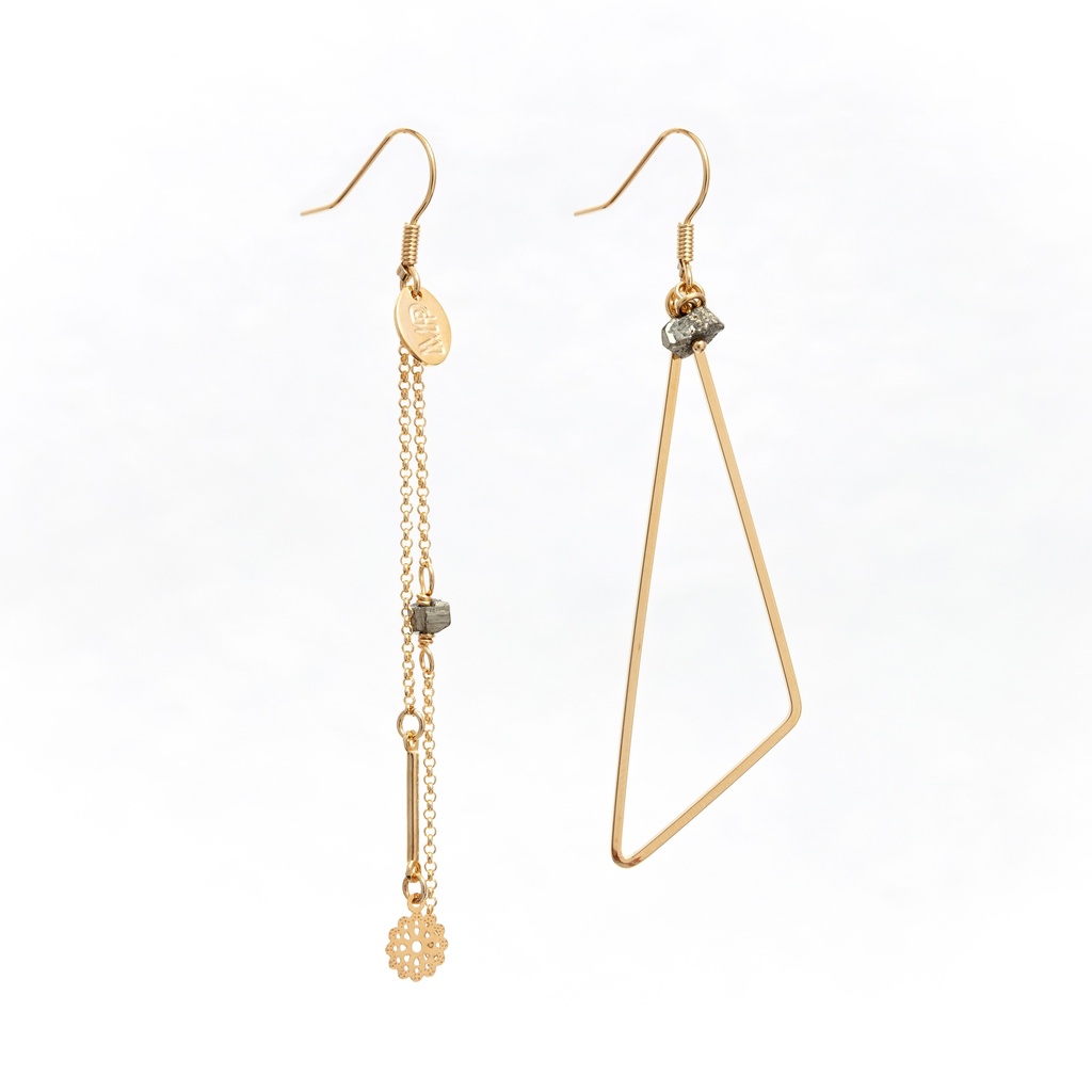 [201.ISA-GPYR] ISA - BOUCLES D'OREILLES | Gold Pyrite