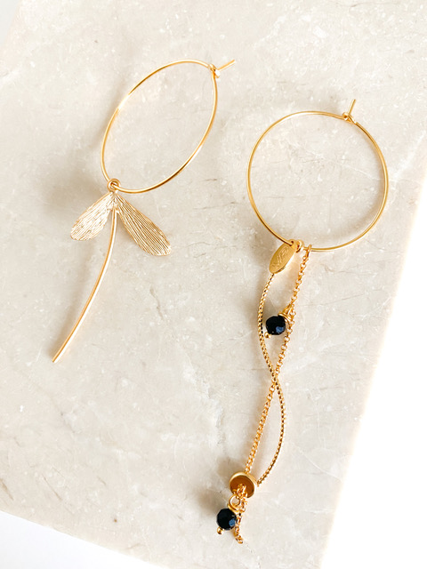 [201.LIBIE-GB] LIBIE - BOUCLES D'OREILLES | Gold Black
