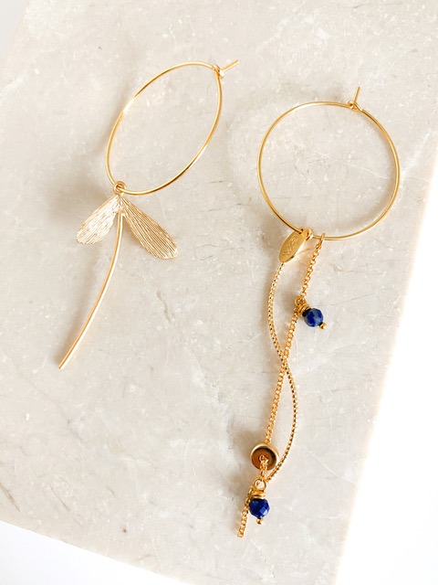 [201.LIBIE-GBL] LIBIE - BOUCLES D'OREILLES | Gold Blue