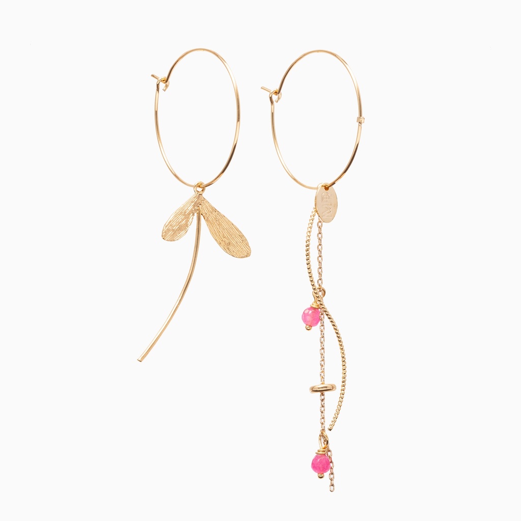 LIBIE - EARRINGS | Gold Fuchsia
