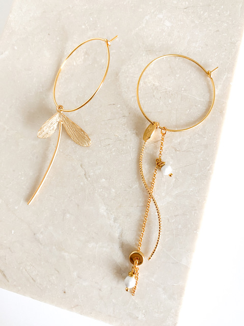 [201.LIBIE-GH] LIBIE - BOUCLES D'OREILLES | Gold Howlite