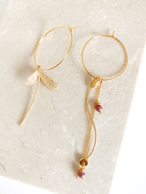 [201.LIBIE-GP] LIBIE - BOUCLES D'OREILLES | Gold Pink