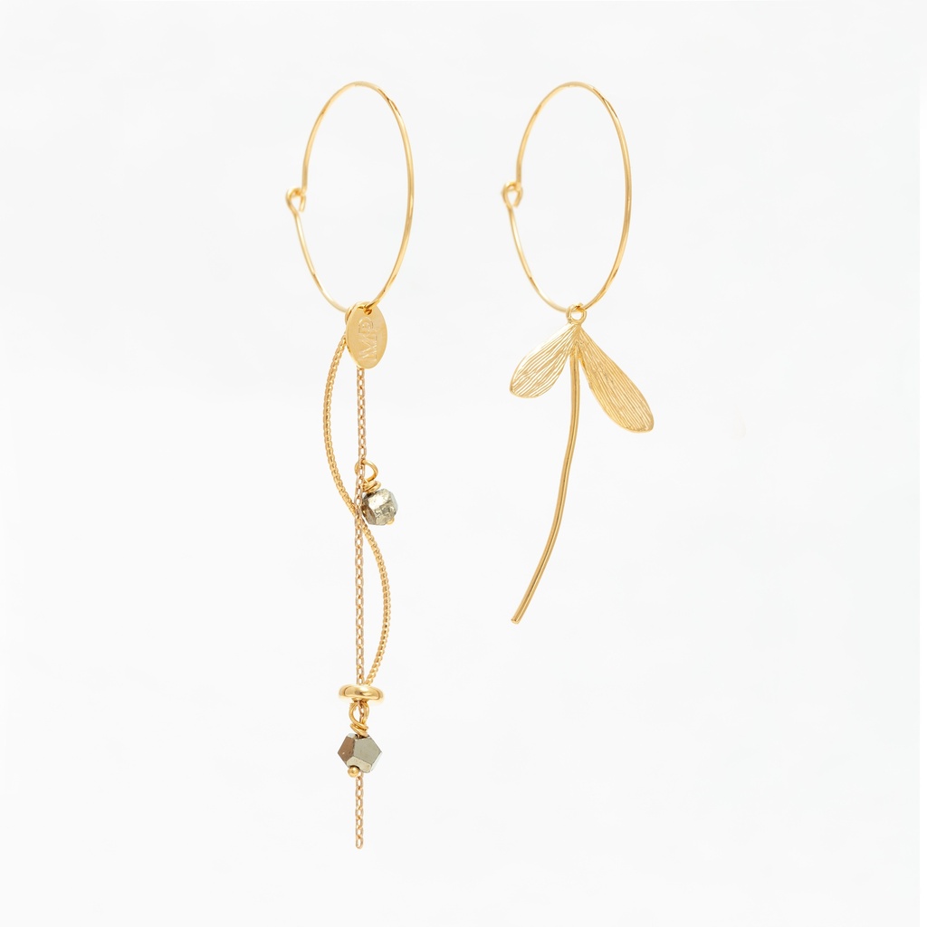 [201.LIBIE-GPYR] LIBIE - BOUCLES D'OREILLES | Gold Pyrite