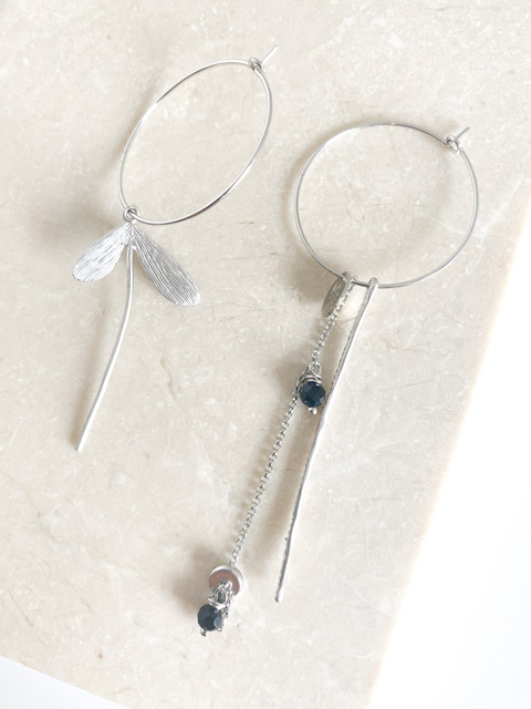 [201.LIBIE-SB] LIBIE - BOUCLES D'OREILLES | Silver Black