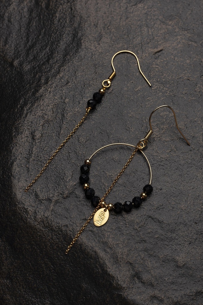 [201.MP-GB] MP - BOUCLES D'OREILLES | Gold Black