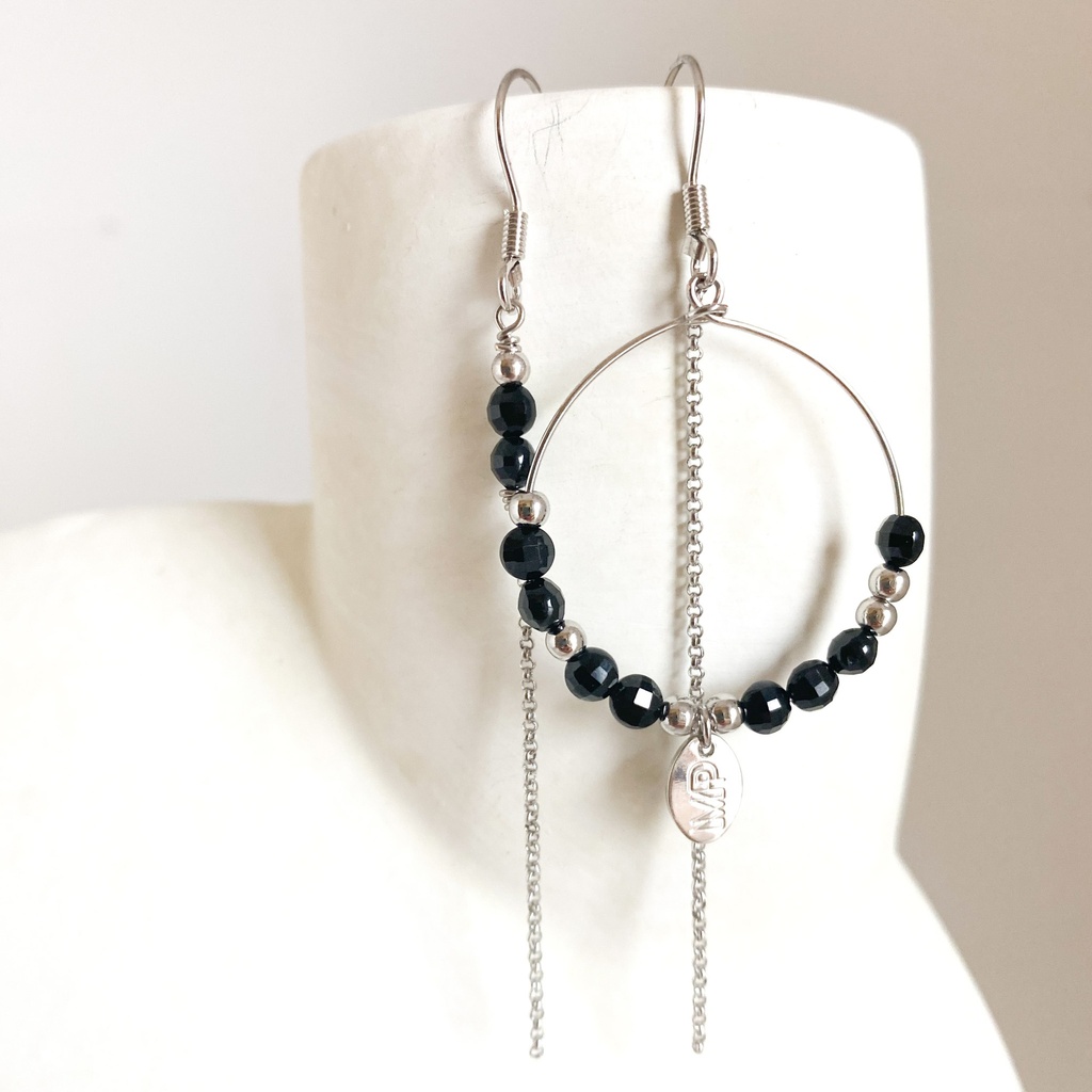 [201.MP-SB] MP - BOUCLES D'OREILLES | Silver Black