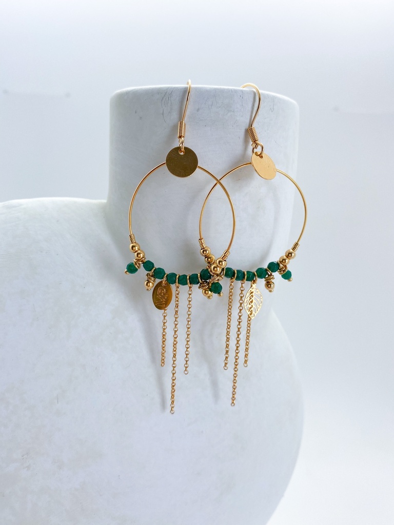 [202.MARIE-GGR] MARIE - BOUCLES D'OREILLES | Gold Green