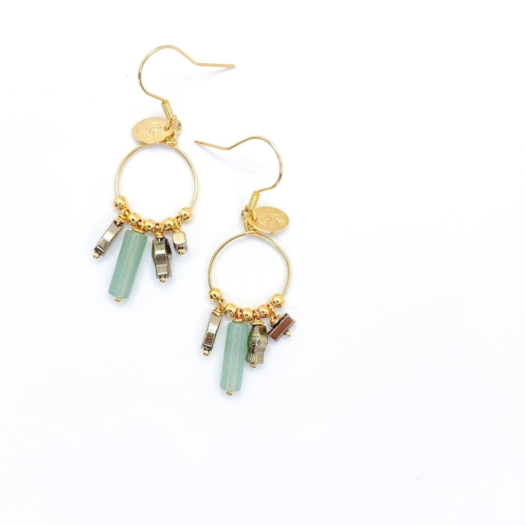 CHADI - BOUCLES D'OREILLES | Gold Light Green