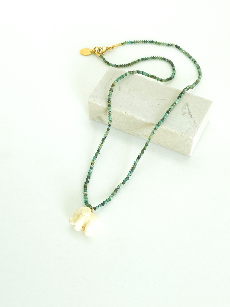[212.BABAR1-N-GW] BABAR - NECKLACE | Gold White Turquoise