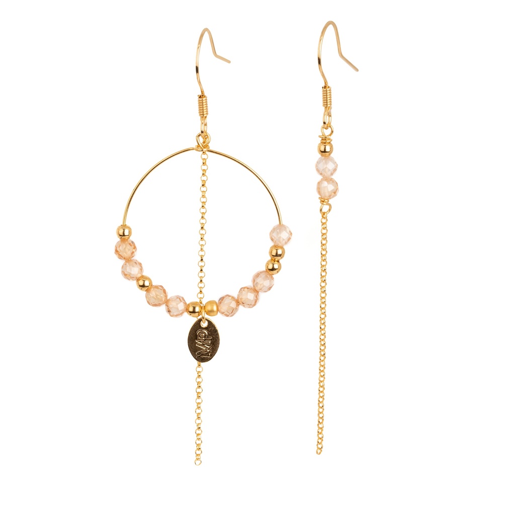 MP - BOUCLES D'OREILLES | Gold Zircon Champagne