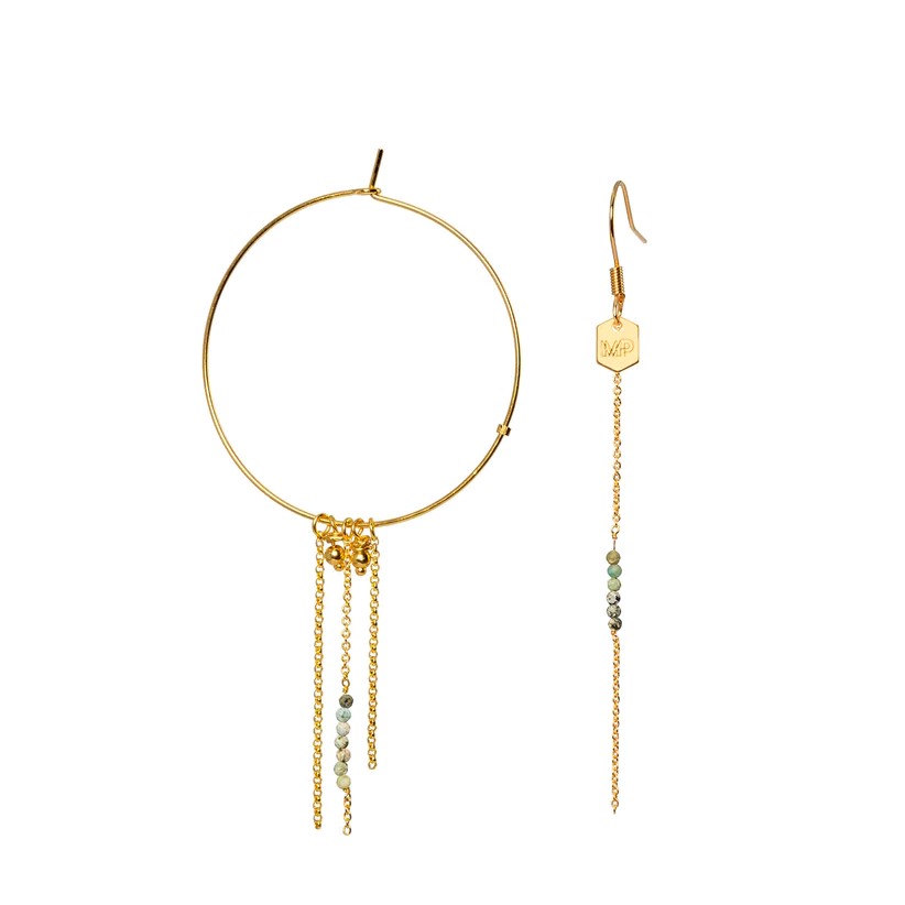 LOU - OORBELLEN | Gold Turquoise