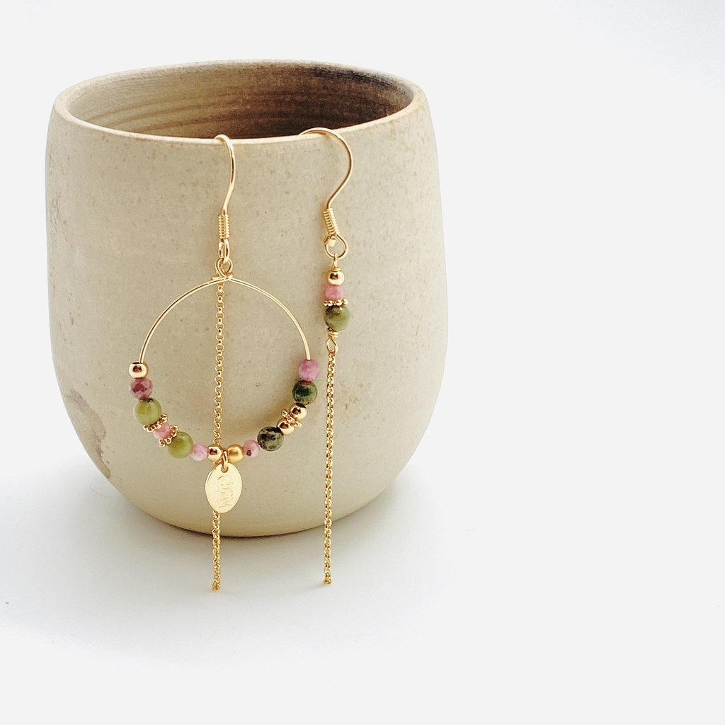 MP - OORBELLEN | Gold Kaki Pink
