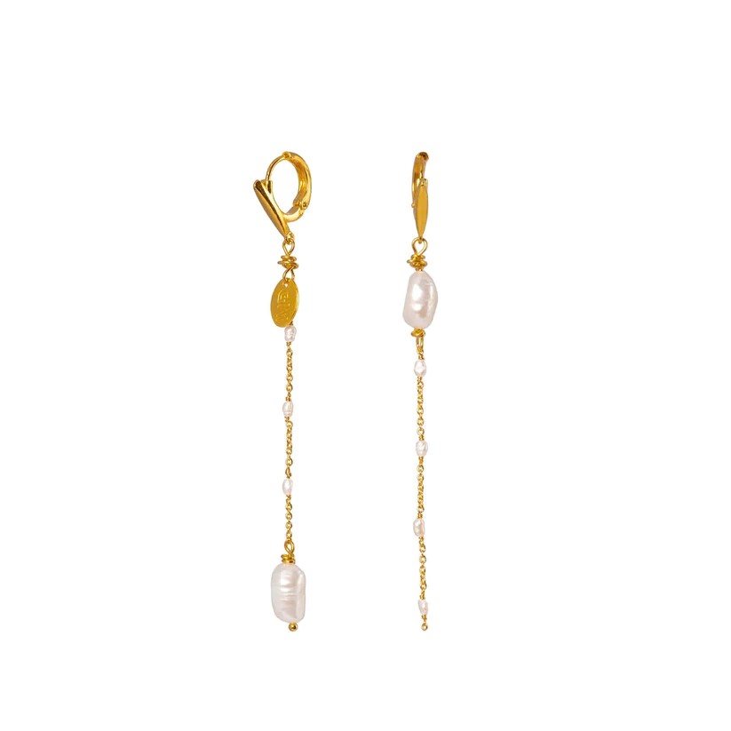 [221.TINA-E-GPE] TINA - OORBELLEN | Gold Pearl
