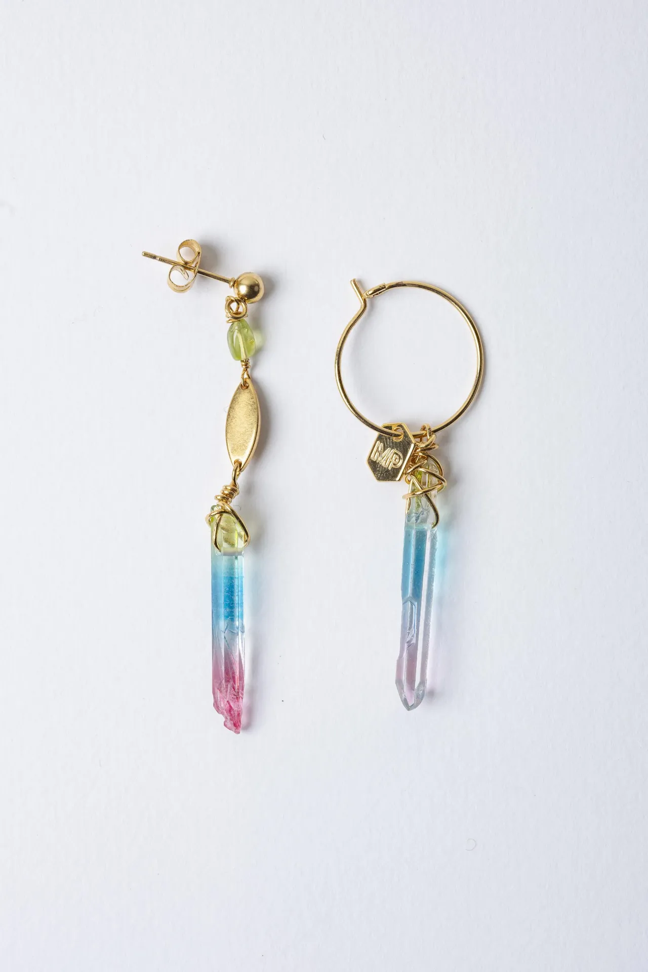 [222.STUDIO-E-GMULTI] STUDIO - BOUCLES D'OREILLES | Gold Multicolor