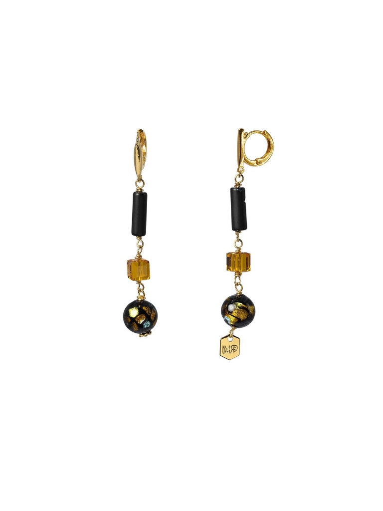 [222.VERY3-E-GB] VERY3 - BOUCLES D'OREILLES | Gold Black