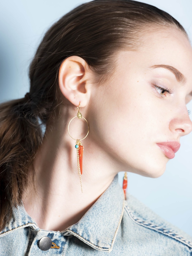 [231.CHILL-E-GR] CHILL - BOUCLES D'OREILLES | Gold Red