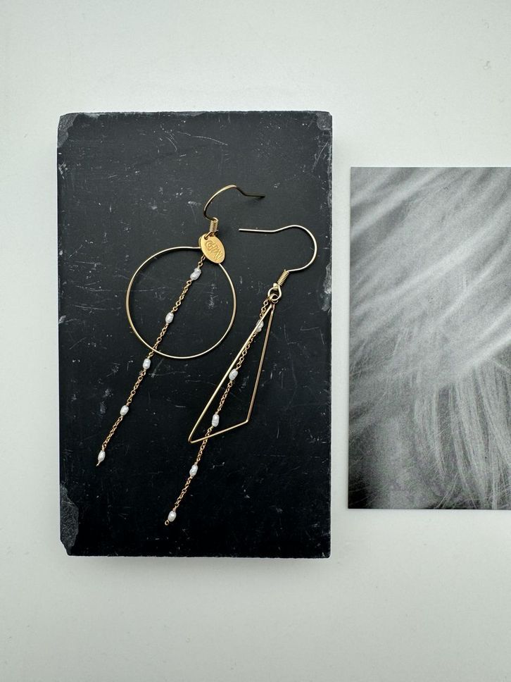 [231.CLOE-GPE] CLOE - BOUCLES D'OREILLES | Gold White