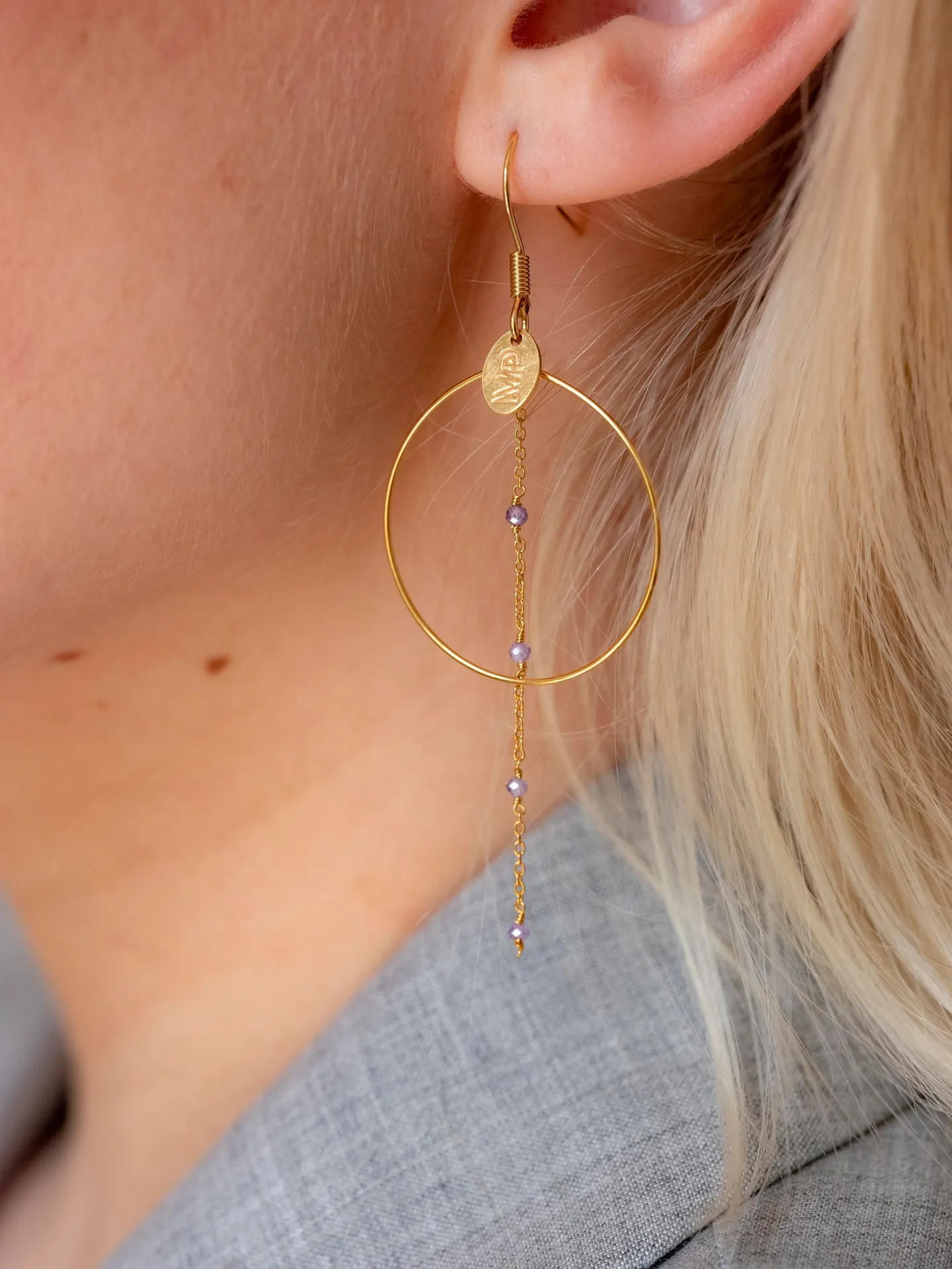 [231.CLOE-GPU] CLOE - BOUCLES D'OREILLES | Gold Purple