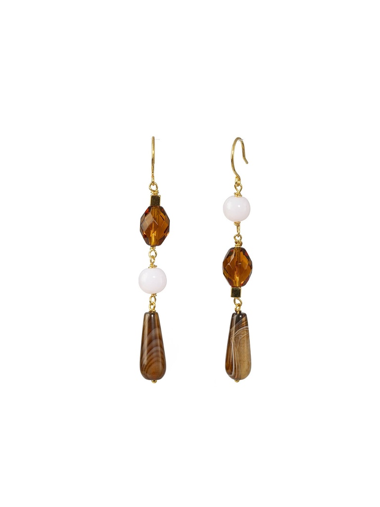 MACHA23 - BOUCLES D'OREILLES | Gold Pink Brown