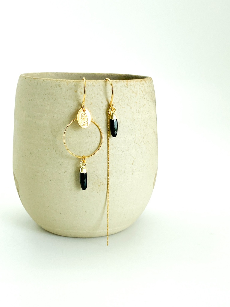 [231.MP10-EMBL-GB] MP10 - BOUCLES D'OREILLES | Gold Black