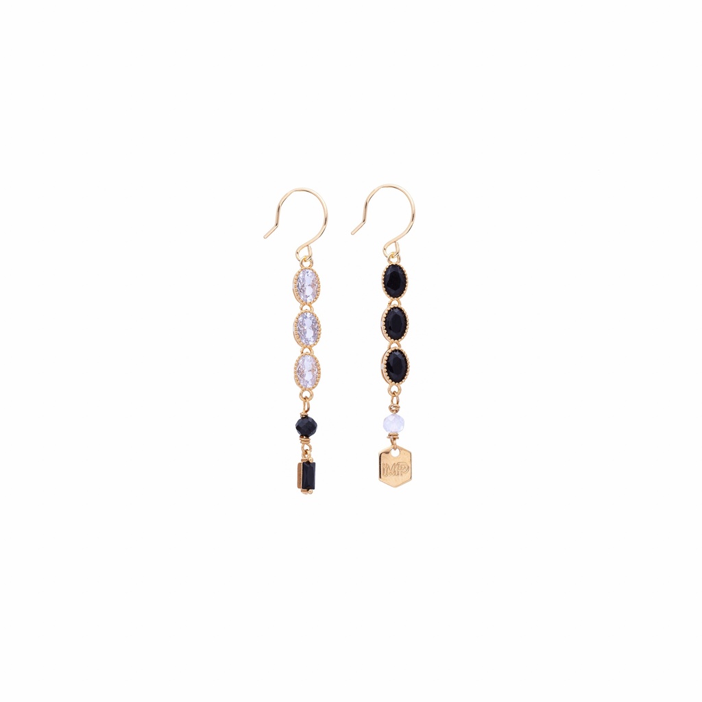 SECRET - BOUCLES D'OREILLES | Gold Black & white