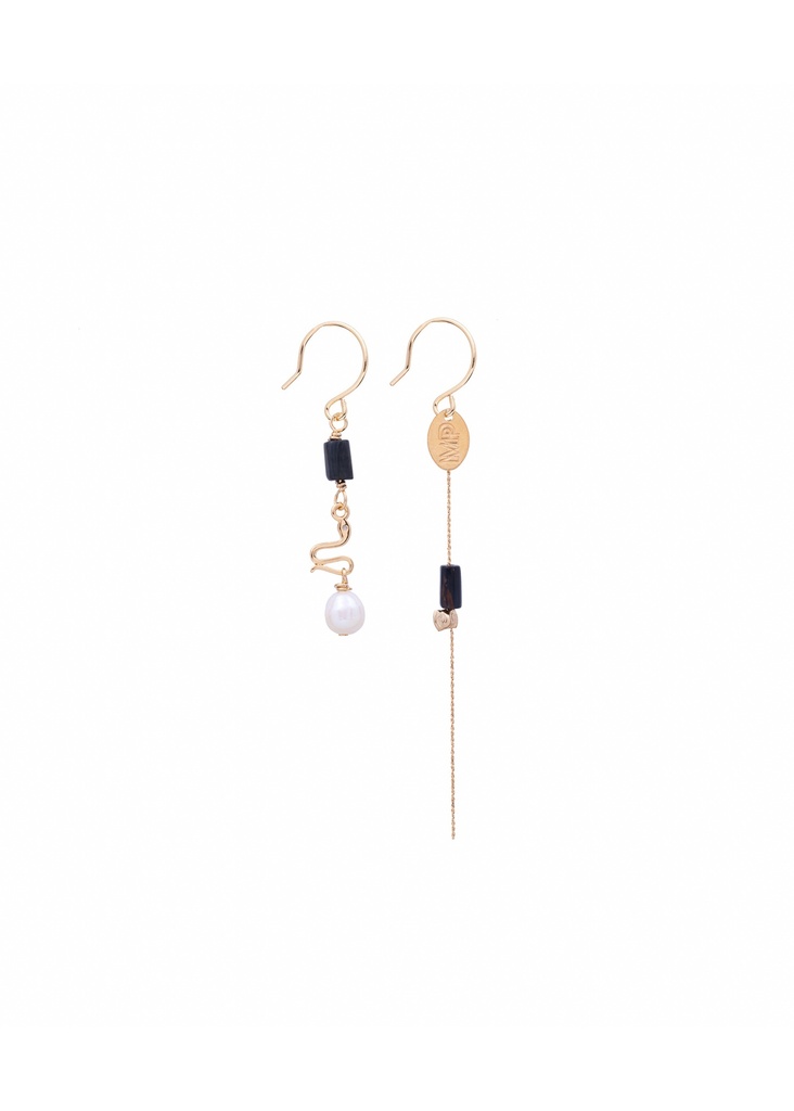 [241.SNAKEXS-E-GB] SNAKE/XS - BOUCLES D'OREILLES | Gold Black