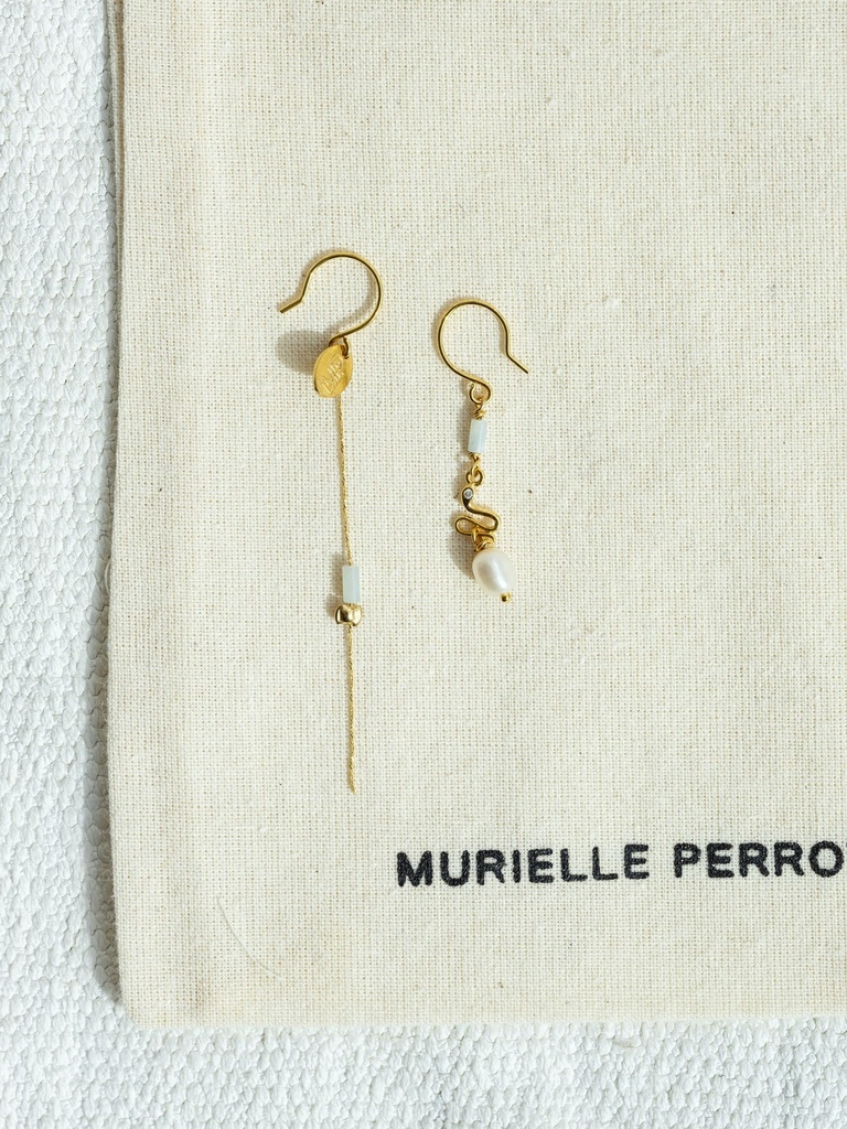 [241.SNAKEXS-E-GLBL] SNAKE/XS - EARRINGS | Gold Light Blue