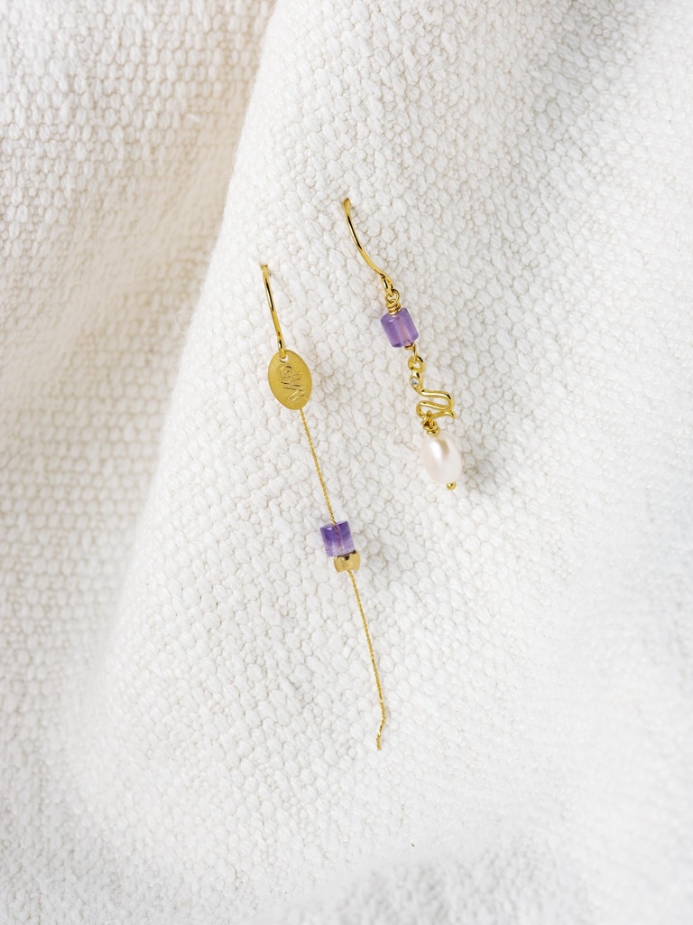 SNAKE/XS - BOUCLES D'OREILLES | Gold Purple