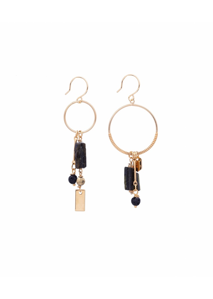 [241.UMA-E2-GB] UMA - BOUCLES D'OREILLES | Gold Black