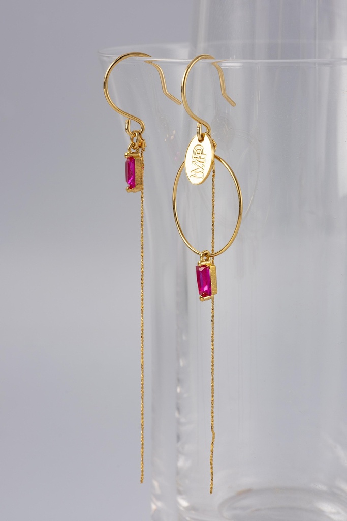 [241.VENUS-E-GF] VENUS - EARRINGS | Gold Fuchsia