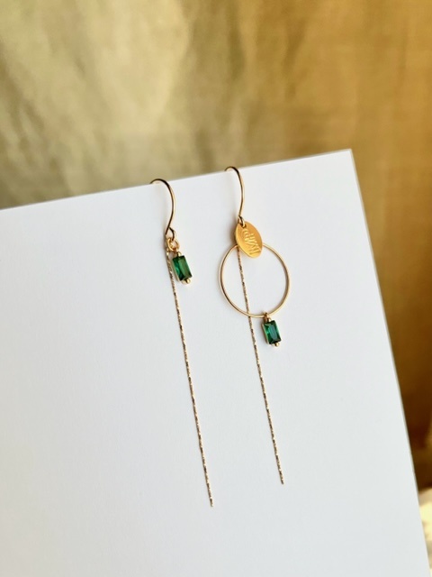 [241.VENUS-E-GGR] VENUS - EARRINGS | Gold Green