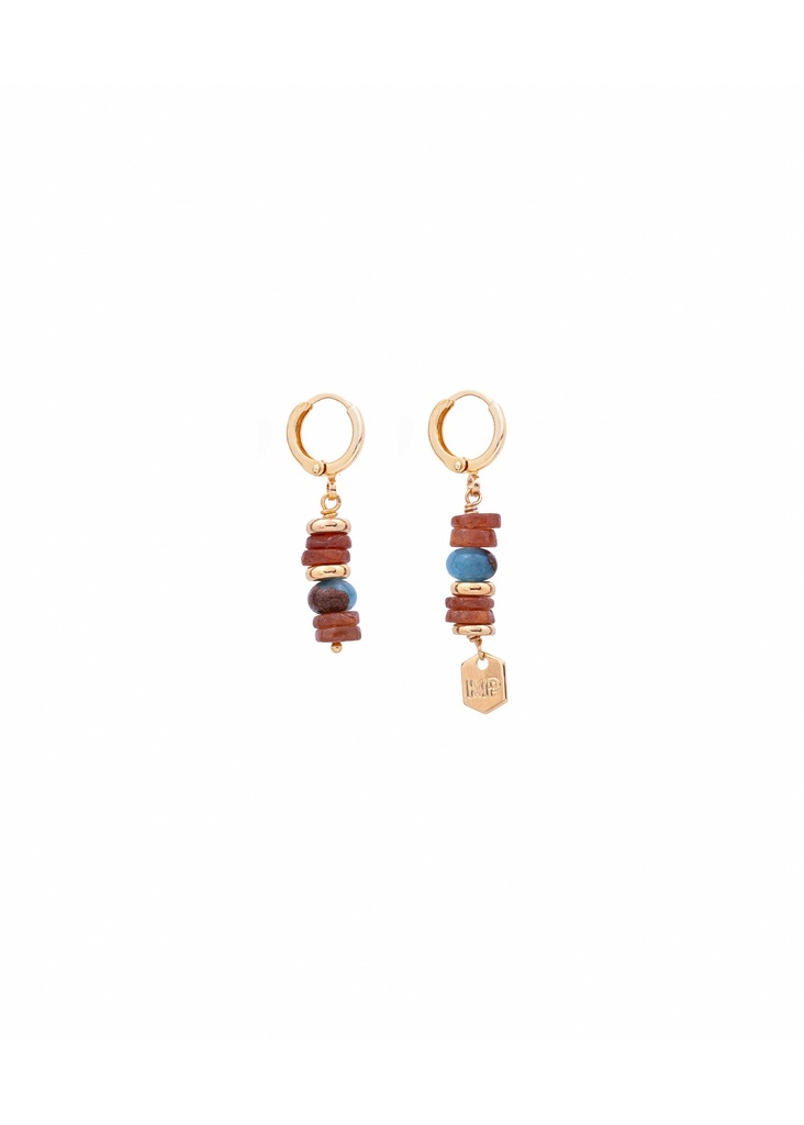 [241.VIRGIL-E-GBR/BL] VIRGIL - BOUCLES D'OREILLES | Gold Brown