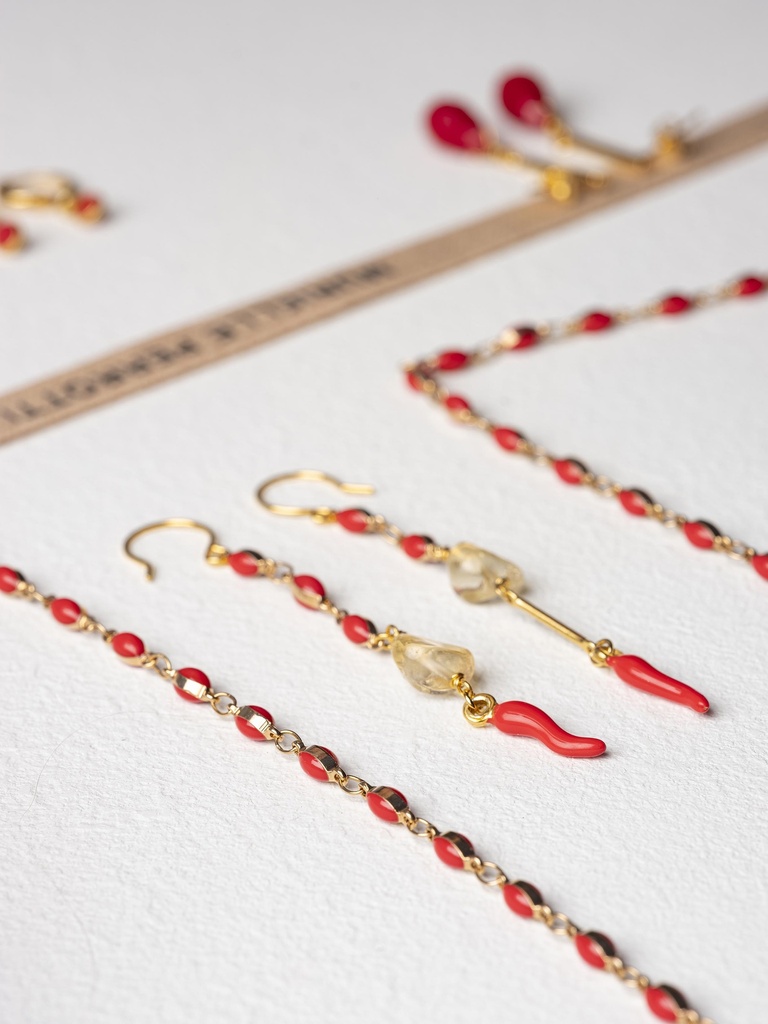 CHILI - BOUCLES D'OREILLES | Gold Red