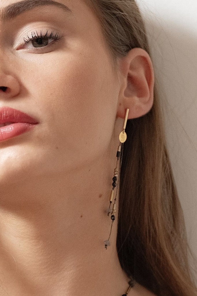 [242.CLYDE-E-GB] CLYDE - BOUCLES D'OREILLES | Gold Black