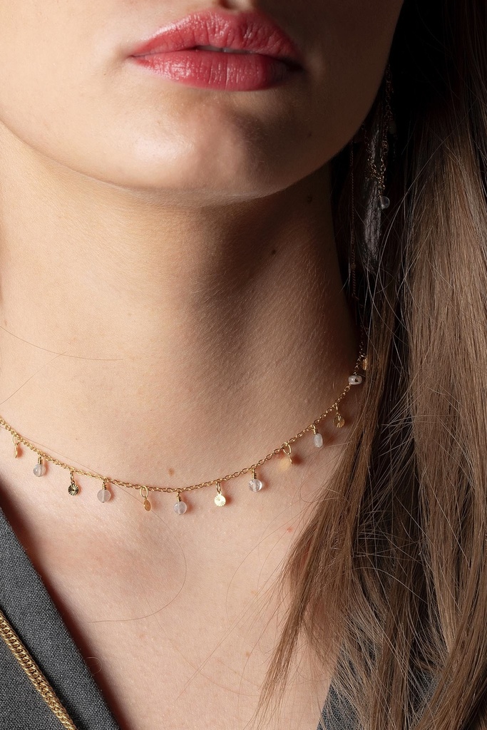 [242.GIUSY-N-GLA] GIUSY - NECKLACE | Gold Labradorite