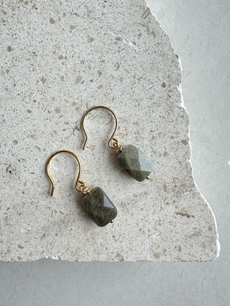[242.KLYV/XS-E-GK] KLYV - BOUCLES D'OREILLES | Gold Kaki
