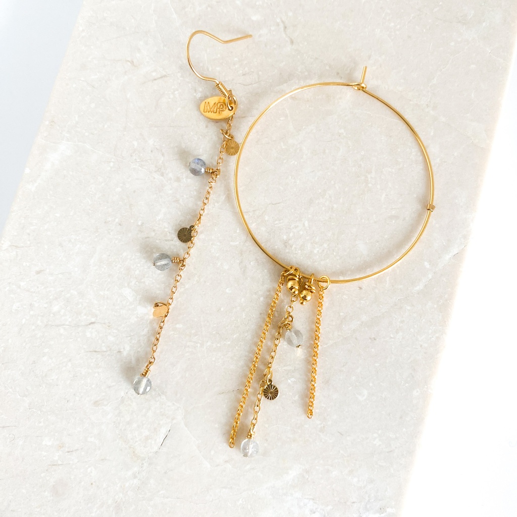 [242.LOU-GLA] LOU - BOUCLES D'OREILLES | Gold Labradorite