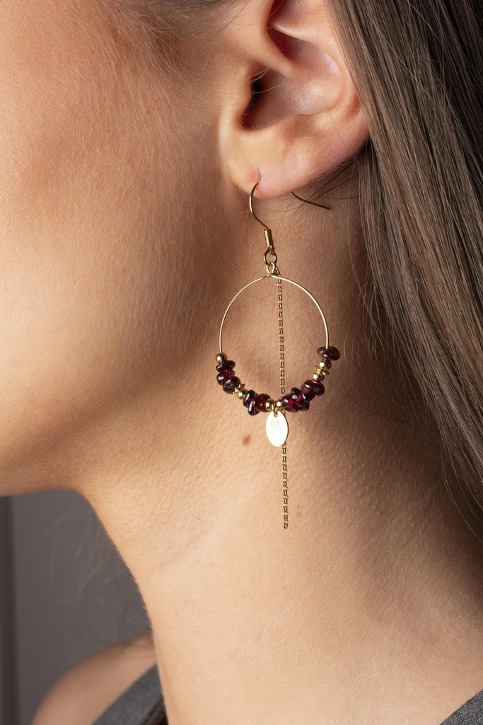 MP - BOUCLES D'OREILLES | Gold Burgundy