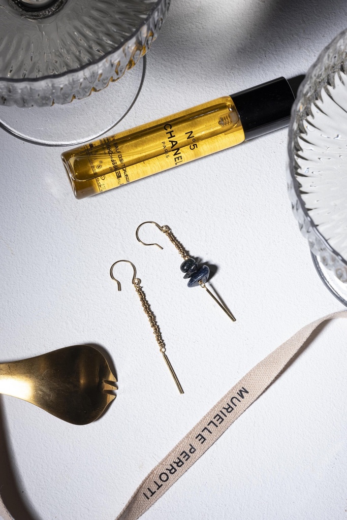 OLIVIO - BOUCLES D'OREILLES | Gold Blue Saphire