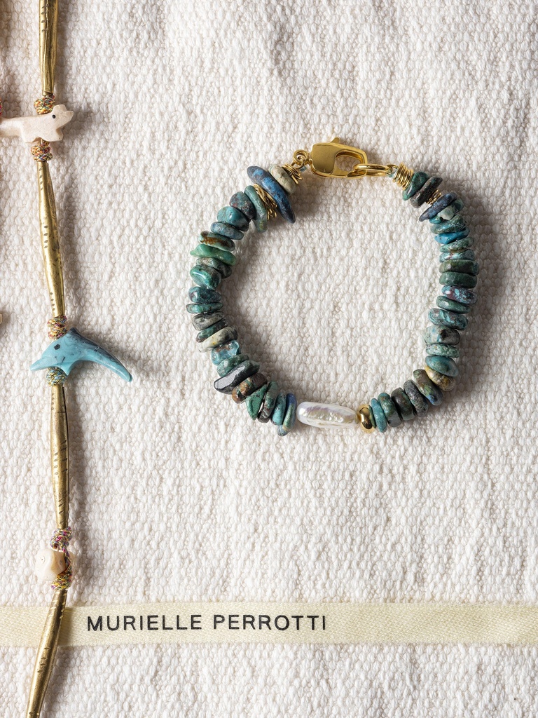 [242.VAIANA-B-GT] VAIANA - BRACELET | Gold Turquoise