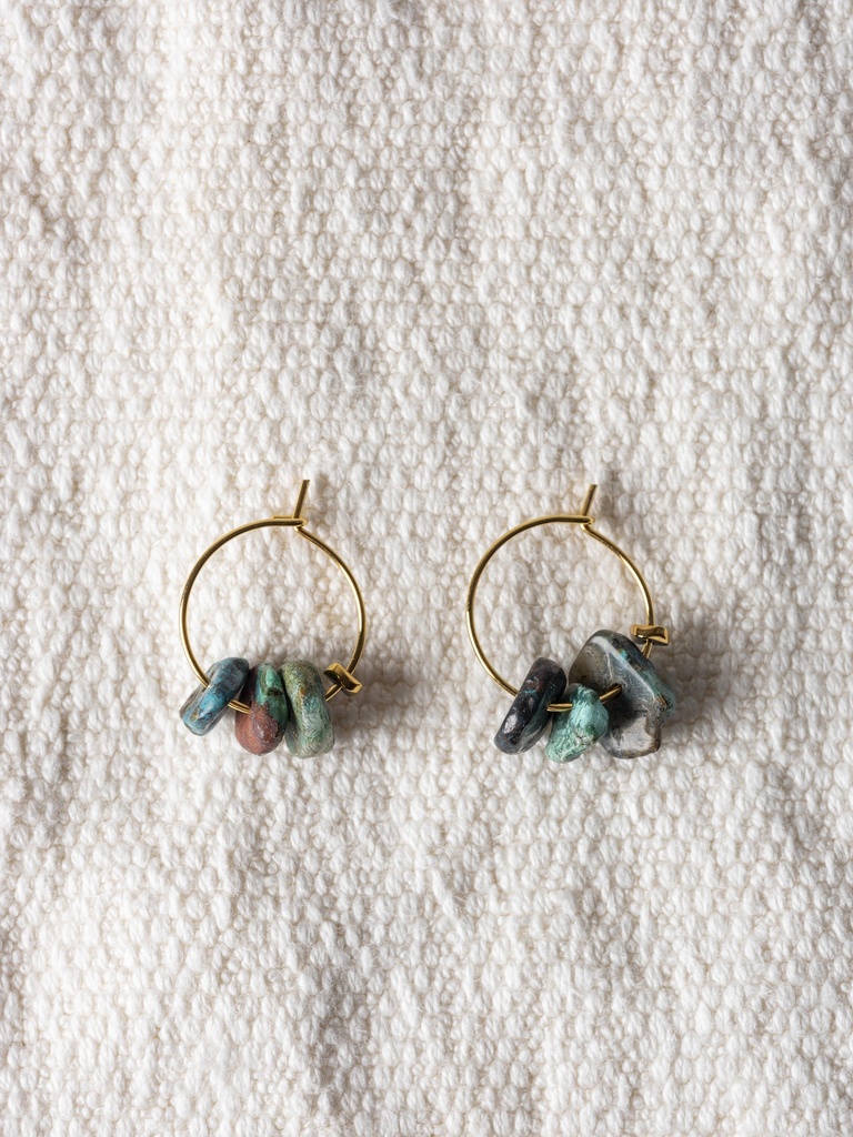 [242.VAIANA-ES-GT] VAIANA - EARRINGS | Gold Turquoise