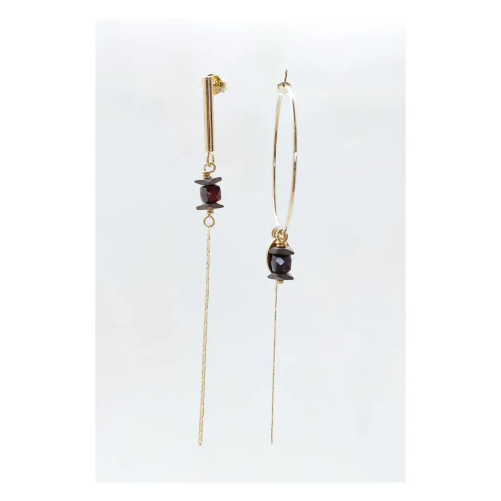 [242.VIPY-E-GBU] VIPY - BOUCLES D'OREILLES | Gold Burgundy