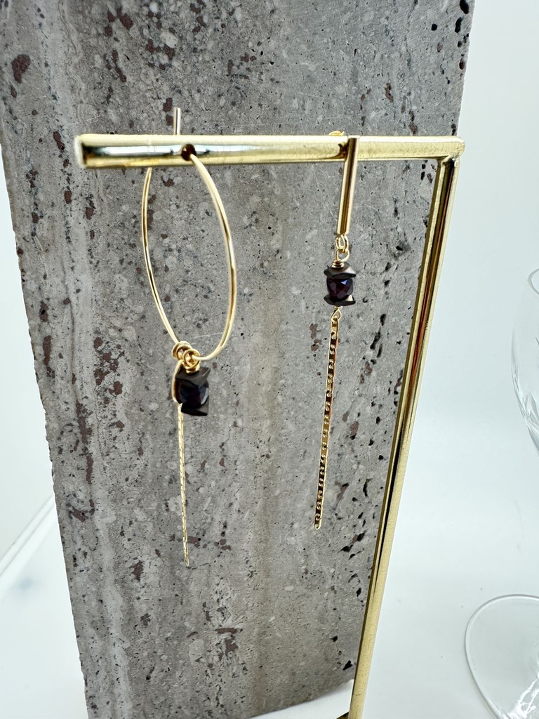 [242.VIPY-E-GBU] VIPY - BOUCLES D'OREILLES | Gold Burgundy