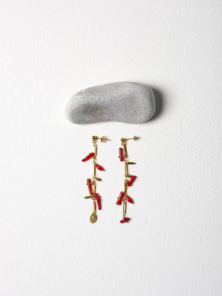 WILD - BOUCLES D'OREILLES | Gold Red