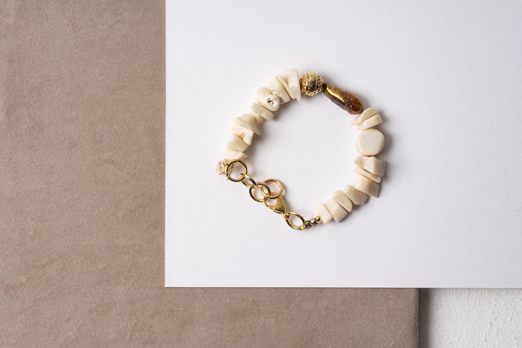 [251.CREAMY-B-G] CREAMY - ARMBAND | Gold white