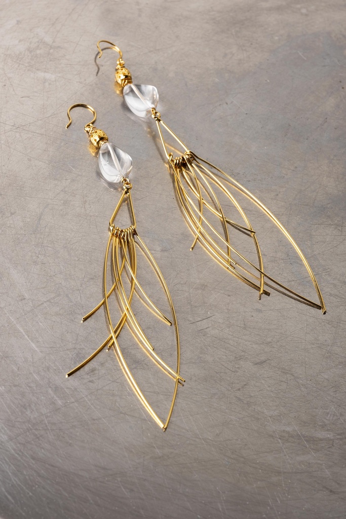 [251.DROP/L-E-GW] DROP - BOUCLES D'OREILLES | Gold White