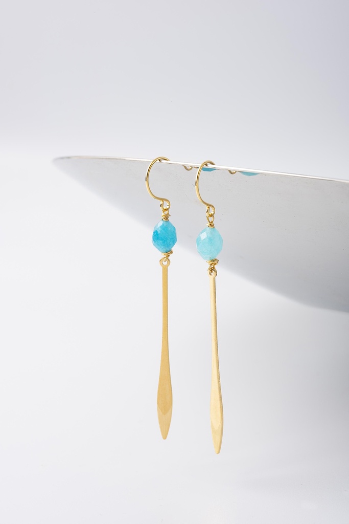 [251.KAYAK-E-GT] KAYAK - BOUCLES D'OREILLES | Gold Turquoise